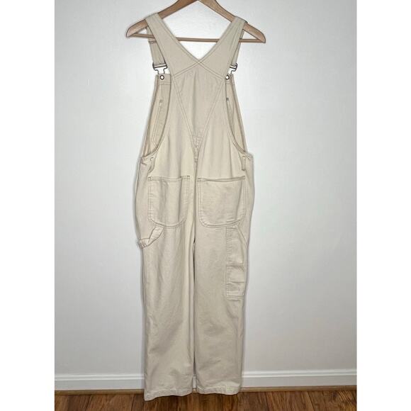 Boyish The Kenny Relaxed Overalls Womens Small Beige Pockets Cotton Neutral - Picture 12 of 16
